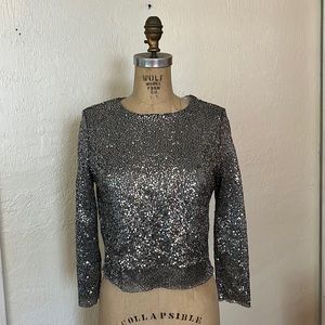 Zara Silver Sequin Crop Top (Size Small)